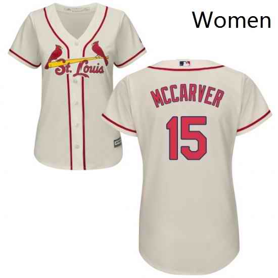 Womens Majestic St Louis Cardinals 15 Tim McCarver Authentic Cream Alternate Cool Base MLB Jersey